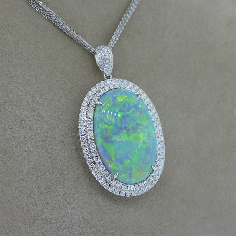 Fine art in jewelry describes this Australian Opal pendant